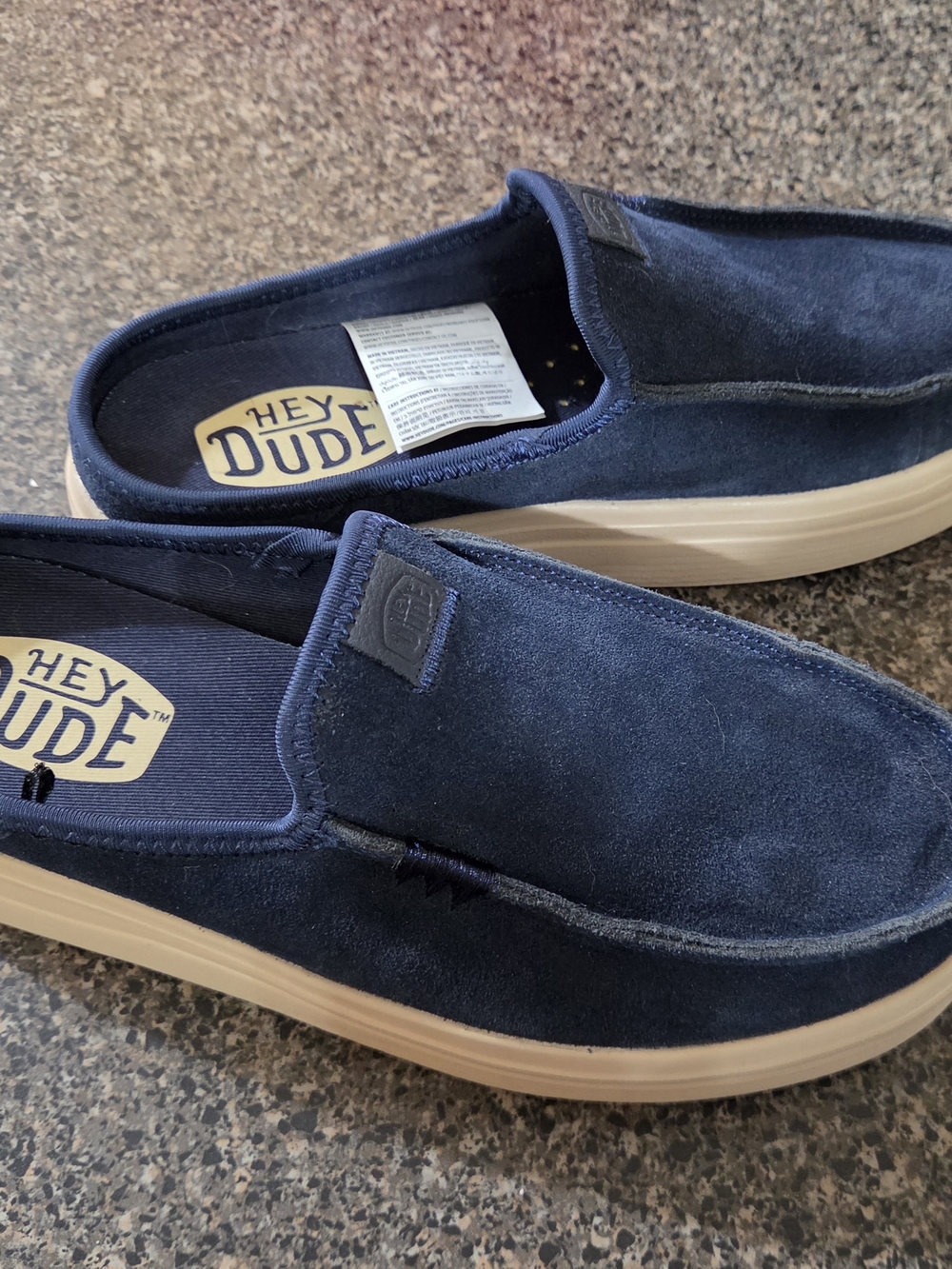 Hey Dude Women's Navy Suede Slip-On Clogs